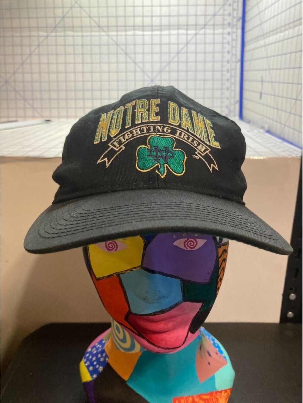 Vtg Notre Dame The Game Hat Cap Snapback Fighting Irish Glued Tag Navy 90’s USA